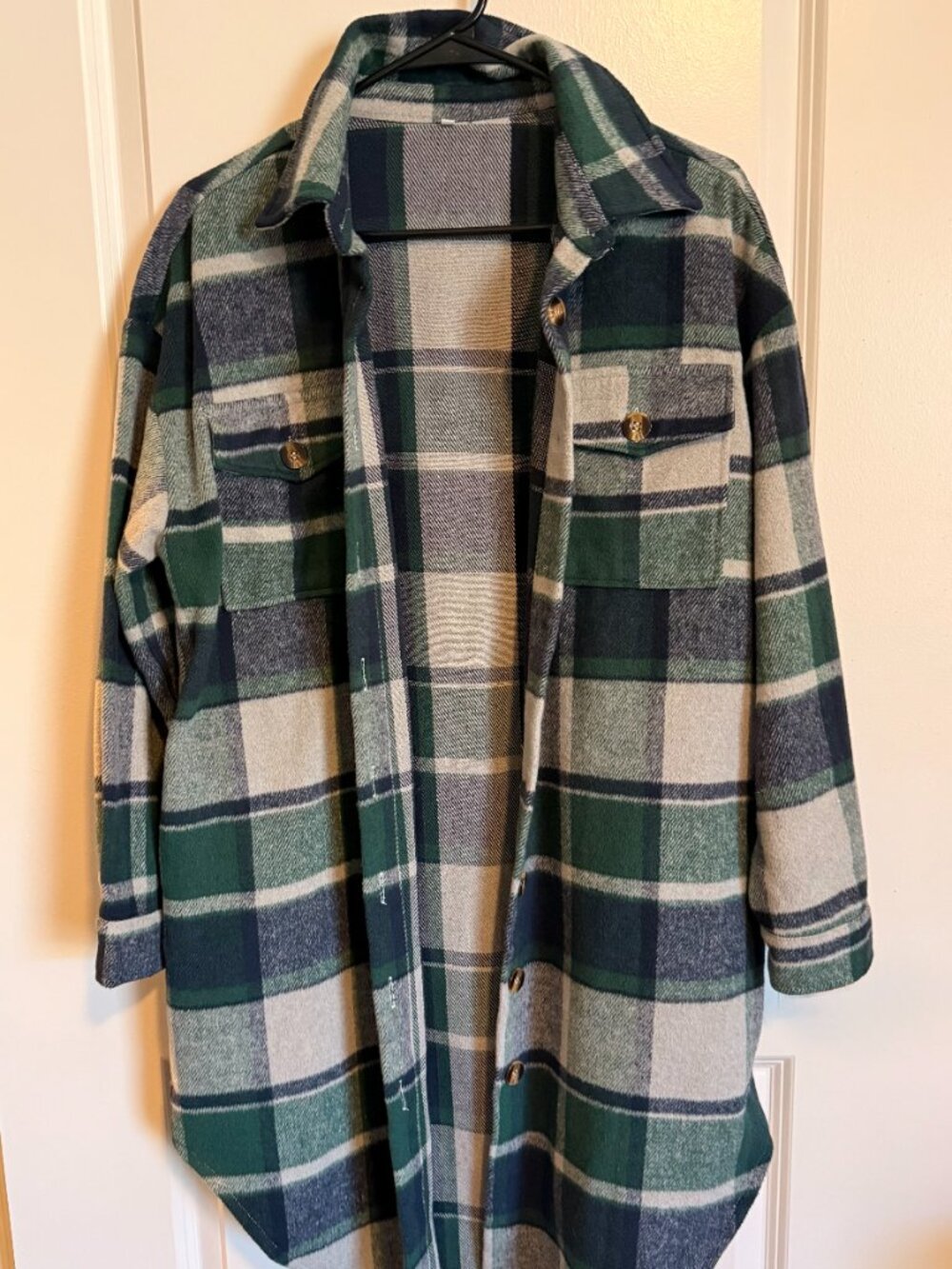 Womens Plaid Shacket - Green